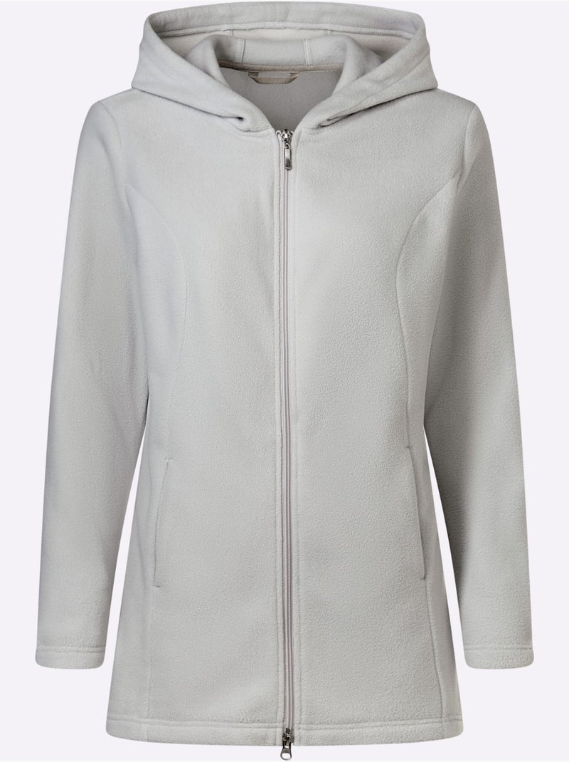 Veste Polaire Coupe Longue Affinante - Taille Standard - Moda Vilona Gris clair - Kiabi