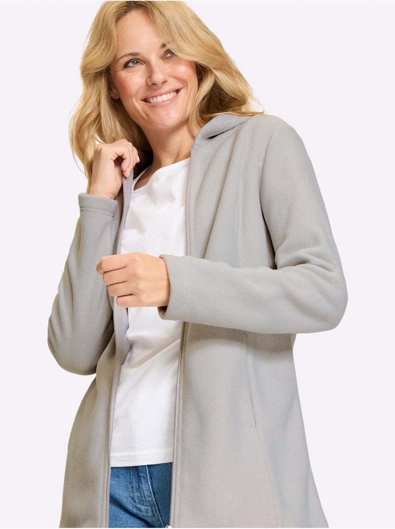 Veste Polaire Coupe Longue Affinante - Taille Standard - Moda Vilona Gris clair - Kiabi