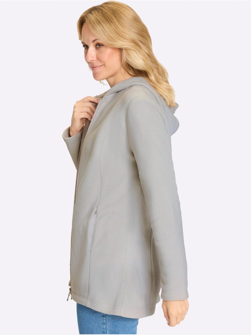 Veste Polaire Coupe Longue Affinante - Taille Standard - Moda Vilona Gris clair - Kiabi