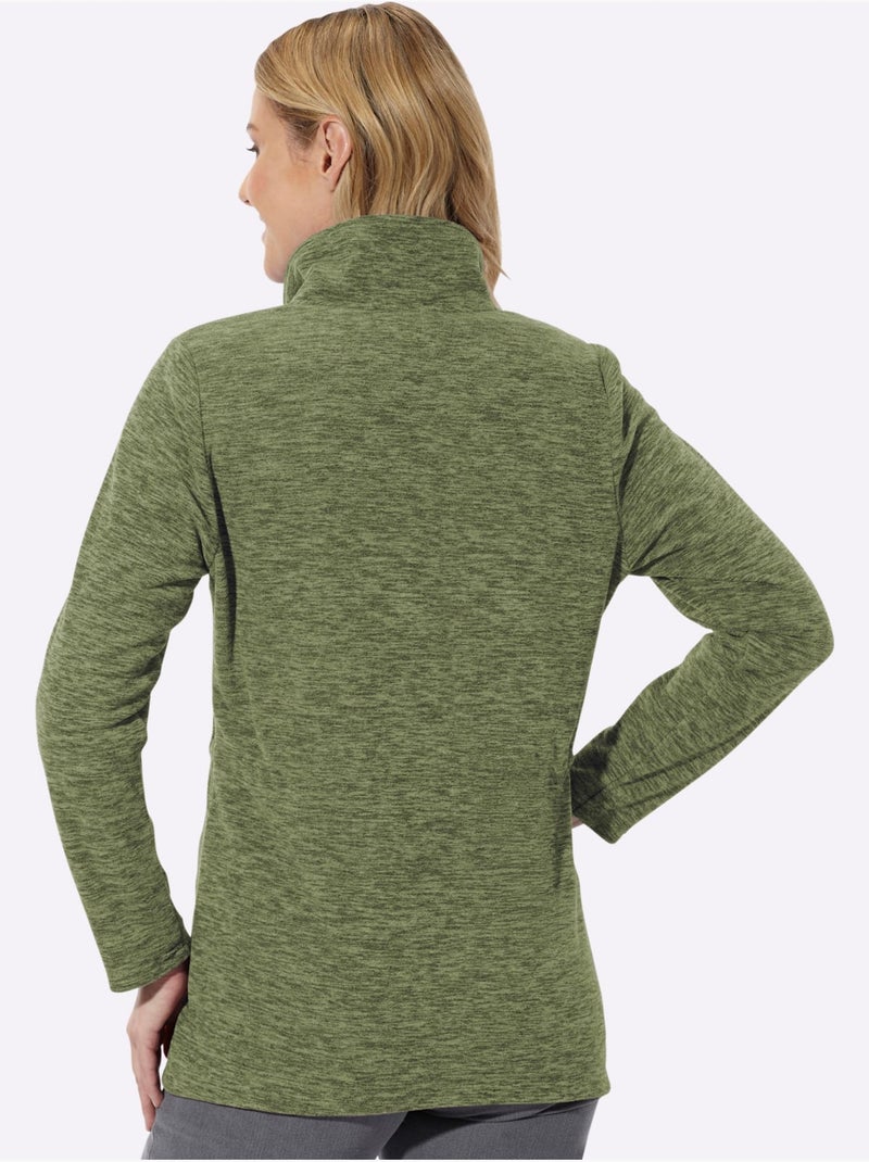 Veste polaire coupe longue affinante - taille standard - moda vilona Vert/Rose - Kiabi