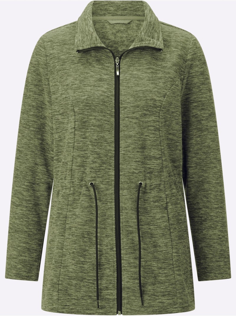 Veste polaire coupe longue affinante - taille standard - moda vilona Vert/Rose - Kiabi