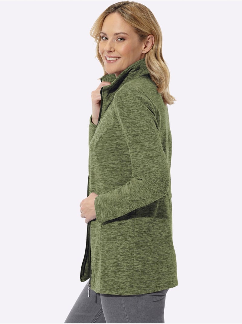 Veste polaire coupe longue affinante - taille standard - moda vilona Vert/Rose - Kiabi