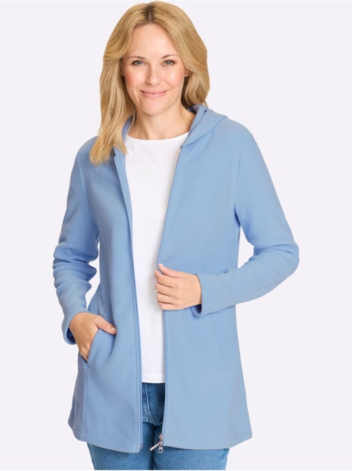 Veste polaire coupe longue avec capuche et poches latérales - Taille standard - Moda Vilona - Kiabi