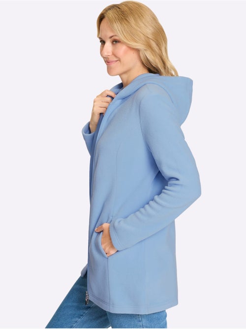 Veste polaire coupe longue avec capuche et poches latérales - Taille standard - Moda Vilona - Kiabi