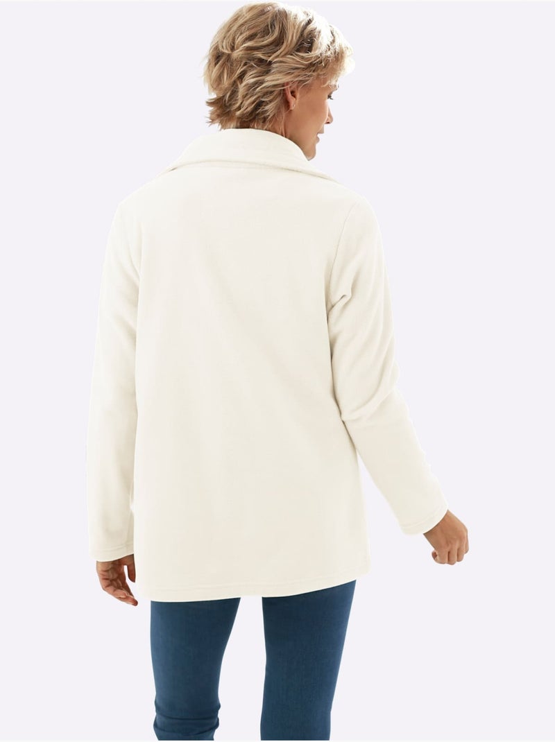 Veste polaire douce à col réglable et poches cousues - taille standard - moda vilona Blanc cassé - Kiabi
