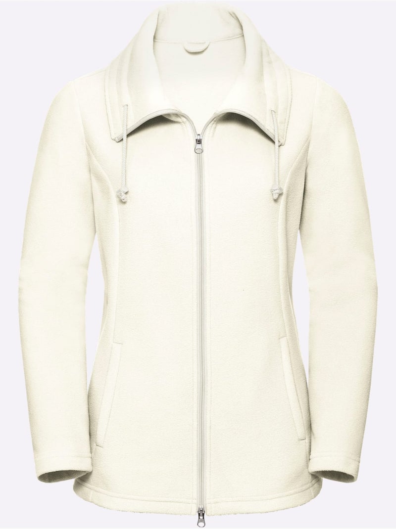 Veste polaire douce à col réglable et poches cousues - taille standard - moda vilona Blanc cassé - Kiabi