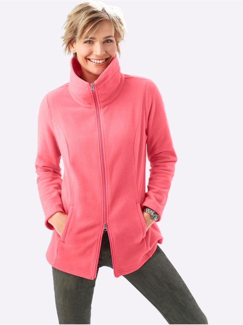 Veste polaire douce à col réglable et poches cousues - taille standard - moda vilona - Kiabi Veste polaire douce à col réglable et poches cousues - taille standard - moda vilona - Kiabi