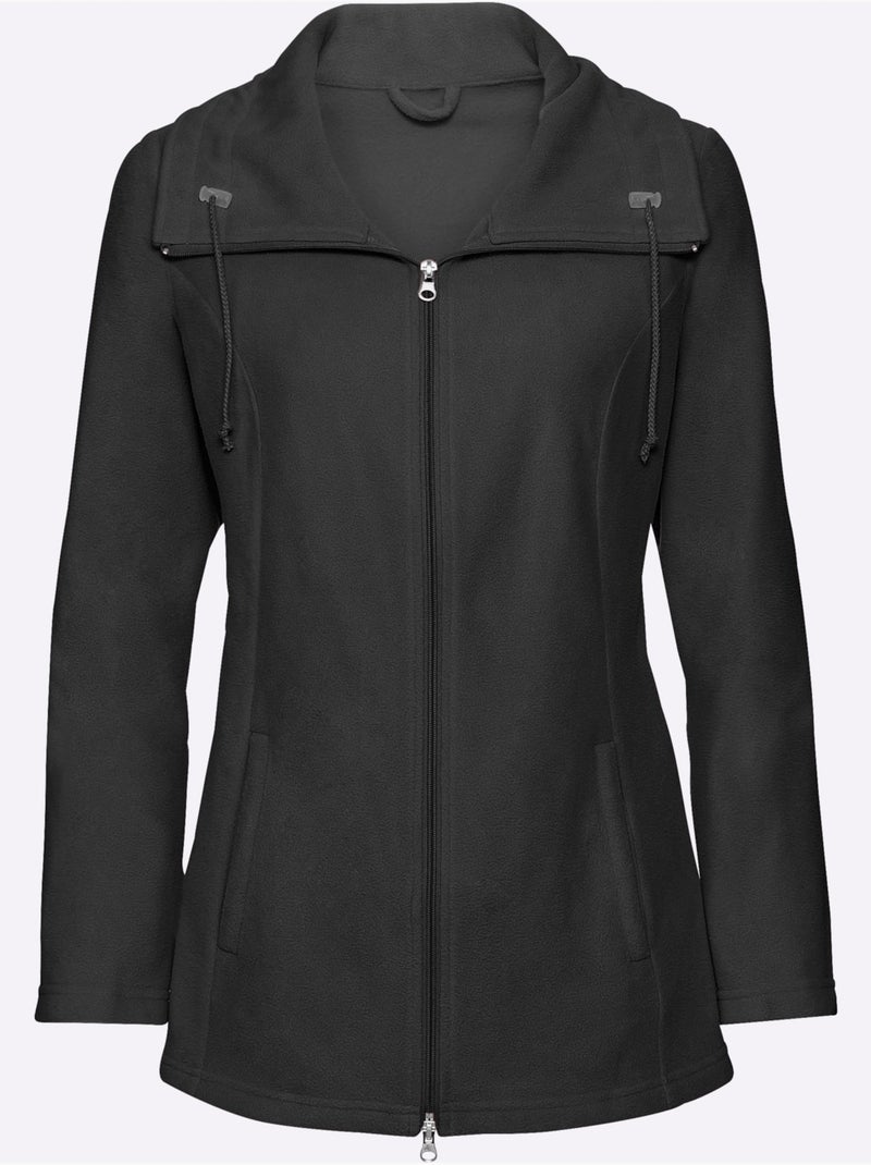 Veste polaire douce à glissière double et col réglable - taille standard - moda vilona Noir - Kiabi