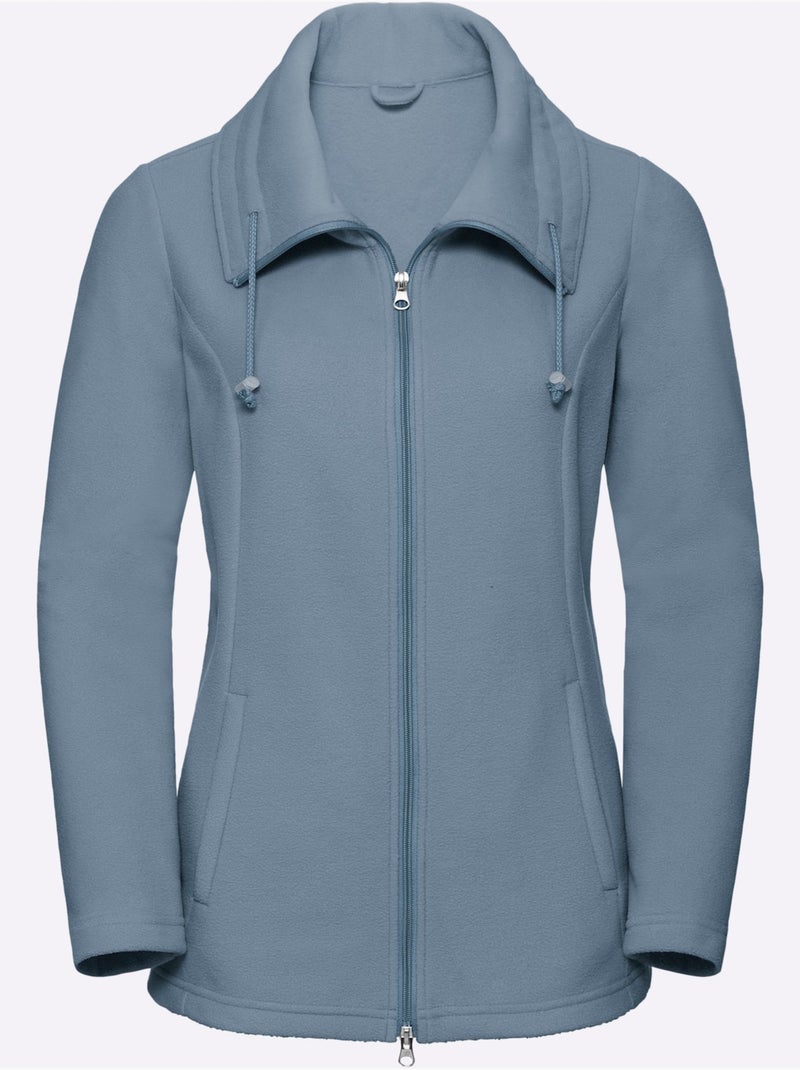 Veste polaire douce avec col à revers et poches zippées - taille standard - moda vilona Bleu clair - Kiabi