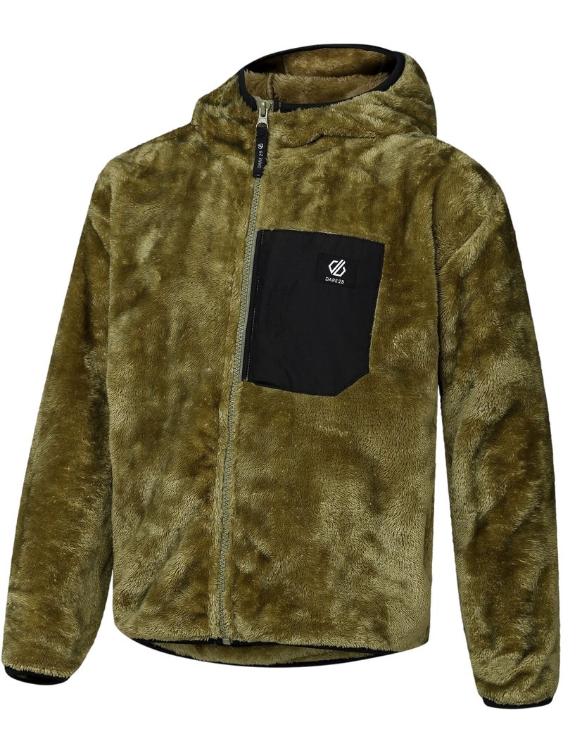 Veste polaire duveteuse à capuche motif/style détail contrasté powder - dare 2b Noir Kaki - Kiabi