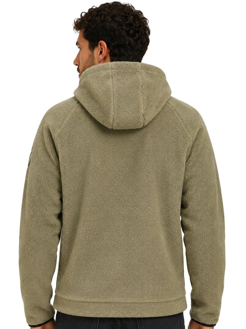 Veste polaire en sherpa à capuche udaforaf – kaporal Kaki - Kiabi