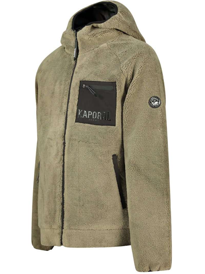 Veste polaire en sherpa à capuche udaforaf – kaporal Kaki - Kiabi