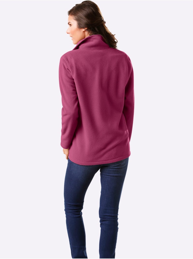 Veste polaire féminine à col revers et manches longues avec poches - Taille standard - Moda Vilona Rose fushia - Kiabi