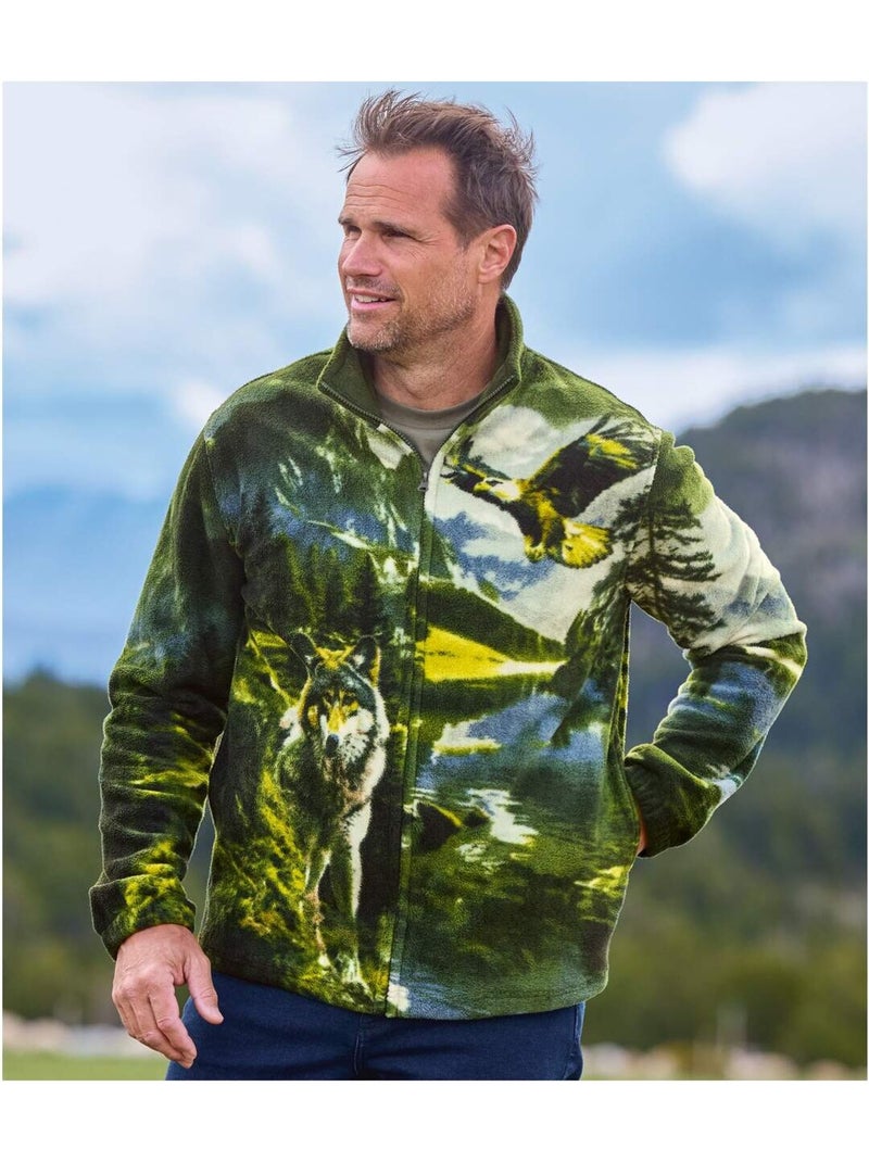 Veste polaire imprimée rocheuses   - atlas for men Bleu - Kiabi