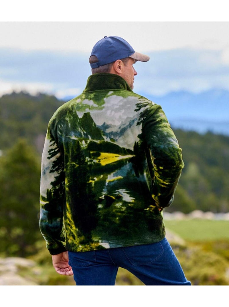 Veste Polaire Imprimée Rocheuses   - ATLAS FOR MEN Vert - Kiabi