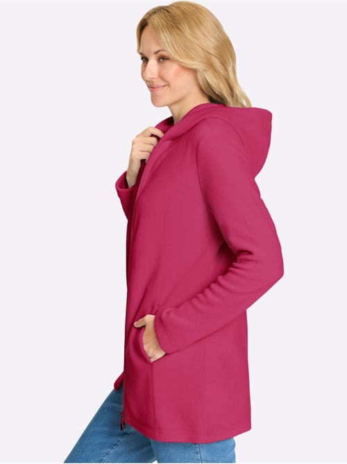 Veste polaire longue à capuche avec poches latérales - Taille standard - Moda Vilona - Kiabi