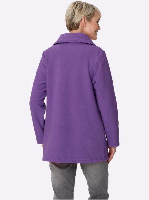Veste polaire longue à col à revers et poches cousues - taille standard - moda vilona - Kiabi Veste polaire longue à col à revers et poches cousues - taille standard - moda vilona - Kiabi