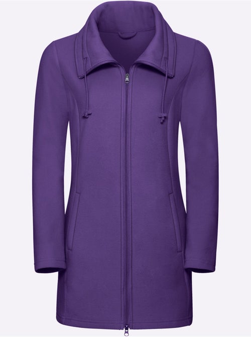 Veste polaire longue à col à revers et poches cousues - taille standard - moda vilona - Kiabi Veste polaire longue à col à revers et poches cousues - taille standard - moda vilona - Kiabi