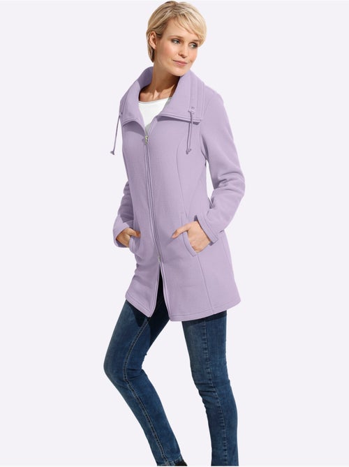 Veste polaire longue à col revers et poches pratiques - taille standard - moda vilona - Kiabi Veste polaire longue à col revers et poches pratiques - taille standard - moda vilona - Kiabi