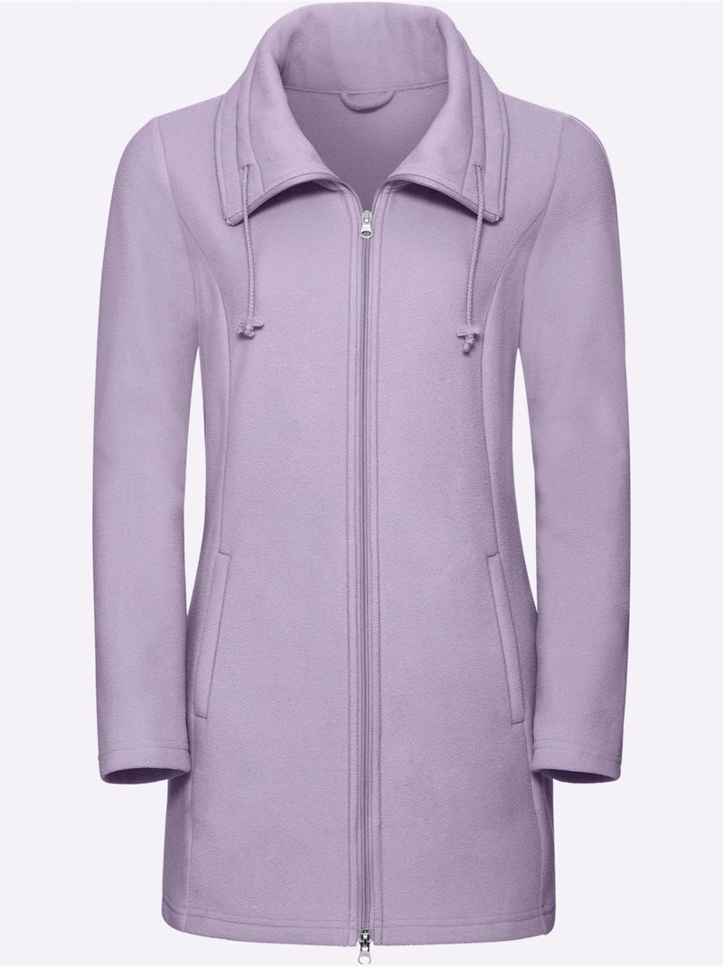 Veste polaire longue à col revers et poches pratiques - taille standard - moda vilona Parme - Kiabi