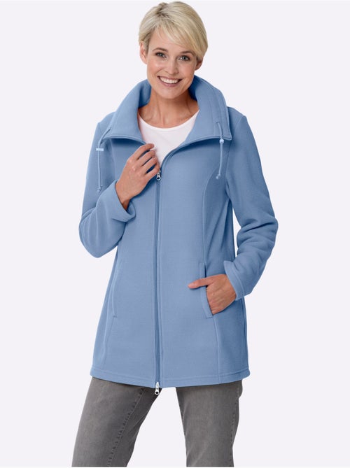 Veste polaire longue avec col à revers et poches cousues - taille standard - moda vilona - Kiabi