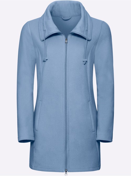 Veste polaire longue avec col à revers et poches cousues - taille standard - moda vilona - Kiabi