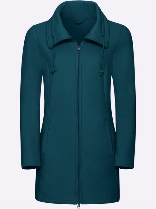 Veste polaire longue avec col à revers et poches cousues - taille standard - moda vilona - Kiabi Veste polaire longue avec col à revers et poches cousues - taille standard - moda vilona - Kiabi