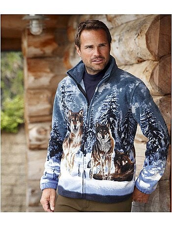 Veste polaire motifs loups - atlas for men