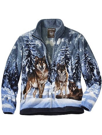 Veste polaire motifs loups - atlas for men