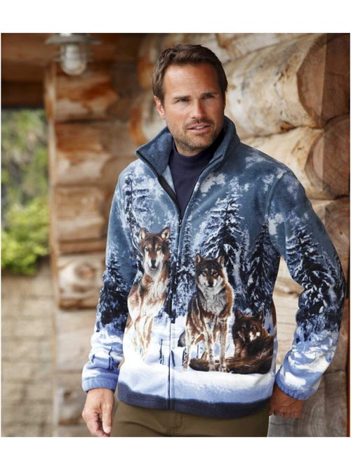 Veste polaire motifs loups - atlas for men - Kiabi Veste polaire motifs loups - atlas for men - Kiabi