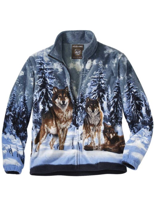 Veste polaire motifs loups - atlas for men - Kiabi Veste polaire motifs loups - atlas for men - Kiabi