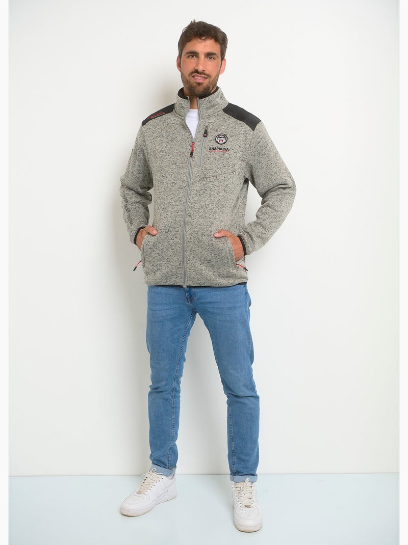 Veste polaire renforts épaules et zips - AFIBEL Gris chiné - Kiabi