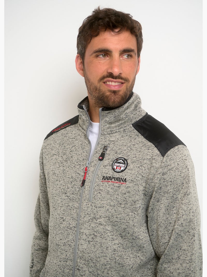 Veste polaire renforts épaules et zips - AFIBEL Gris chiné - Kiabi
