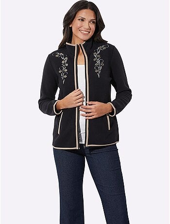 Veste Polaire Superbe Broderie Florale - Taille Standard - Moda Vilona