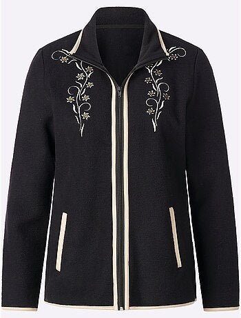 Veste Polaire Superbe Broderie Florale - Taille Standard - Moda Vilona