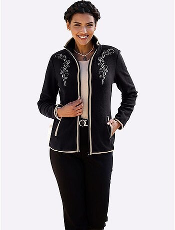 Veste Polaire Superbe Broderie Florale - Taille Standard - Moda Vilona