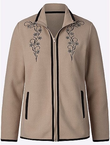 Veste Polaire Superbe Broderie Florale - Taille Standard - Moda Vilona