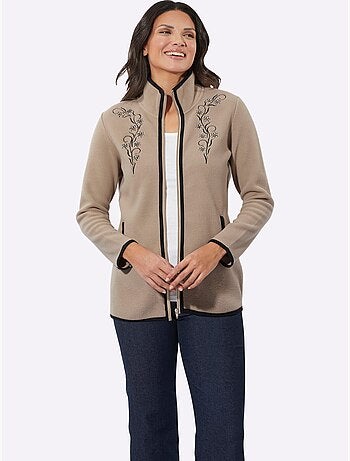 Veste Polaire Superbe Broderie Florale - Taille Standard - Moda Vilona