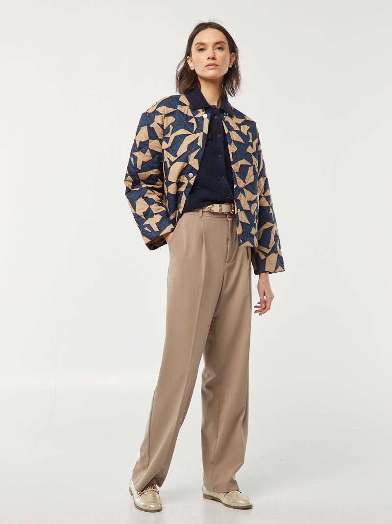 Veste quiltée à motif avec ouverture pressionnée BLEU - Kiabi