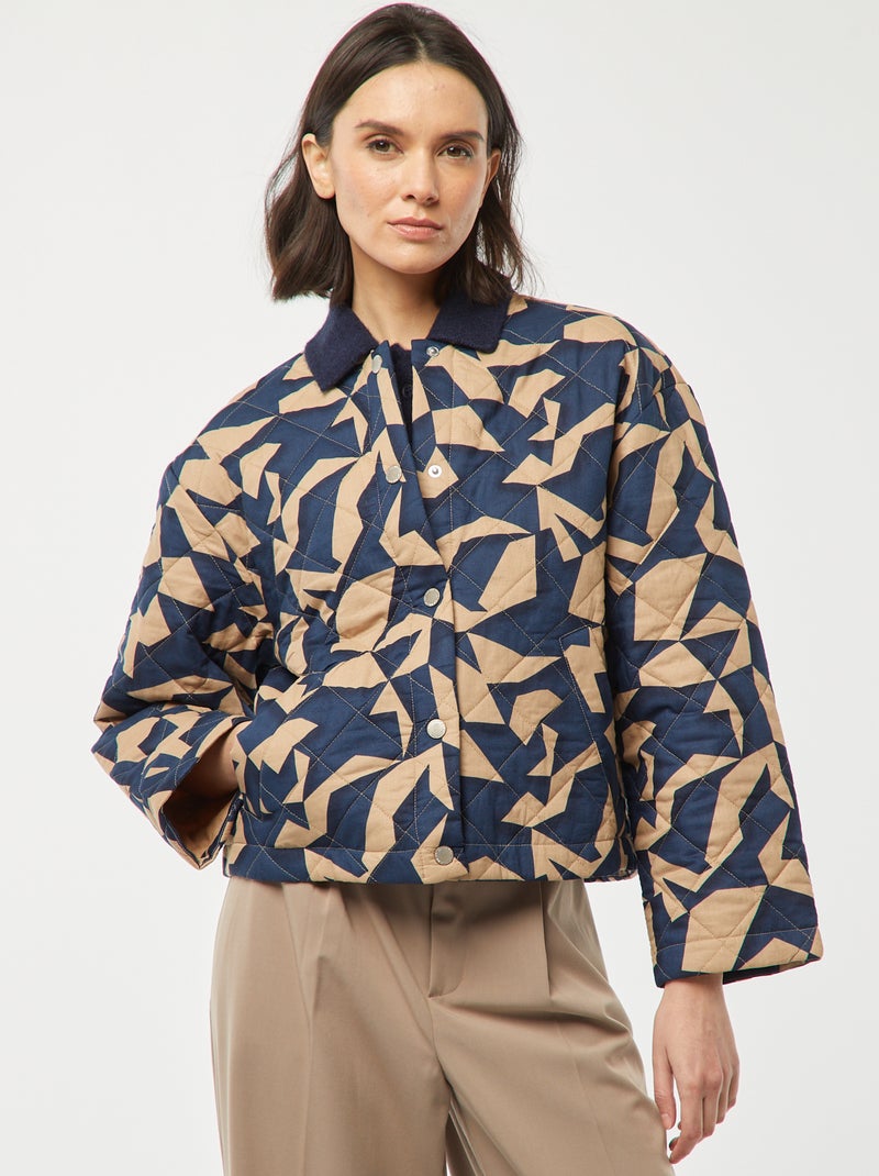 Veste quiltée à motif avec ouverture pressionnée BLEU - Kiabi