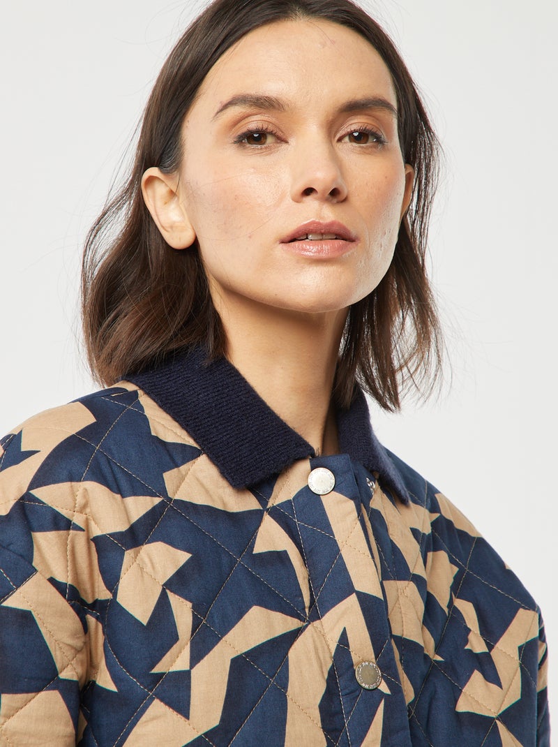 Veste quiltée à motif avec ouverture pressionnée BLEU - Kiabi