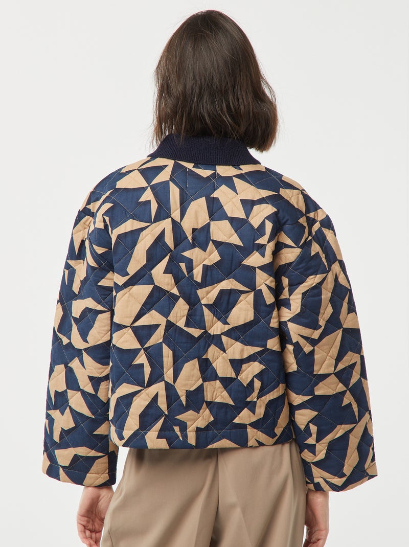 Veste quiltée à motif avec ouverture pressionnée BLEU - Kiabi