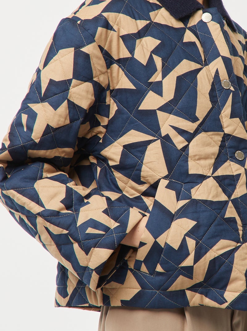 Veste quiltée à motif avec ouverture pressionnée BLEU - Kiabi