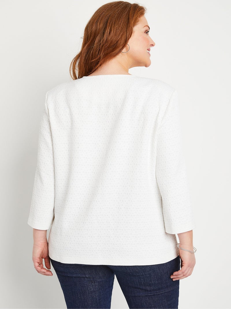 Veste ras de cou manches 3/4 - Afibel Blanc - Kiabi