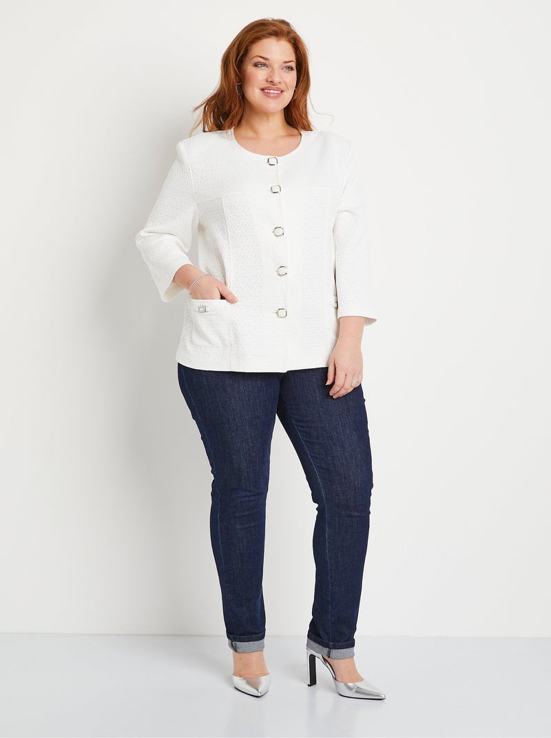 Veste ras de cou manches 3/4 - Afibel Blanc - Kiabi