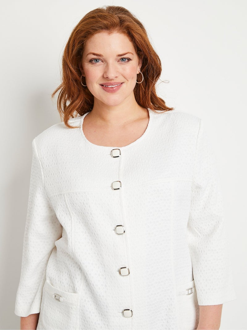 Veste ras de cou manches 3/4 - Afibel Blanc - Kiabi
