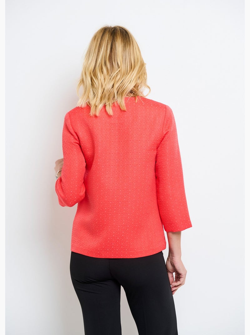 Veste ras de cou manches 3/4 - Afibel Corail - Kiabi