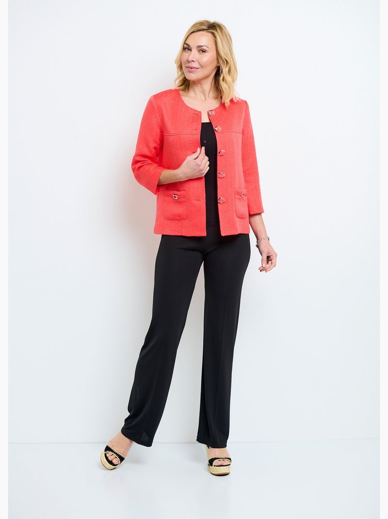 Veste ras de cou manches 3/4 - Afibel Corail - Kiabi