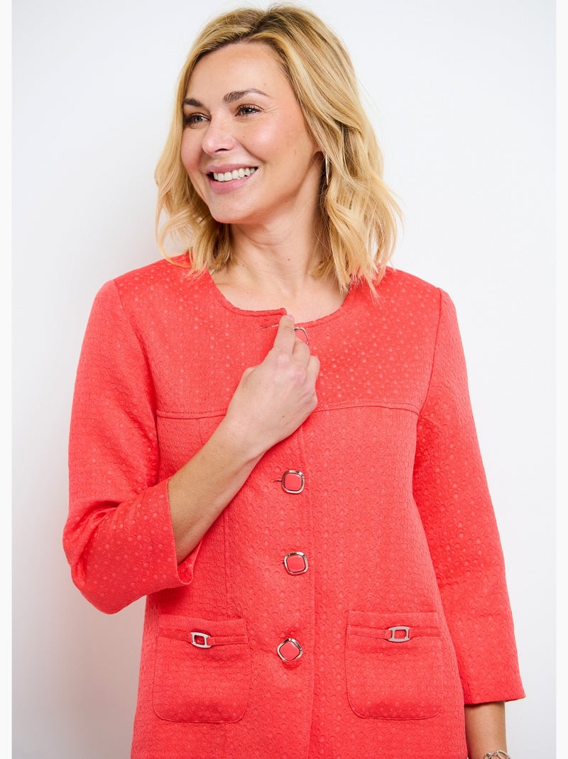 Veste ras de cou manches 3/4 - Afibel Corail - Kiabi