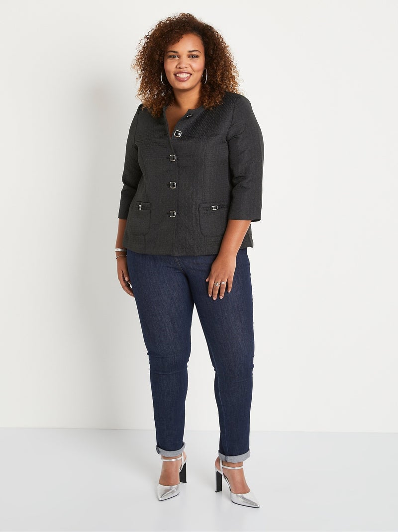 Veste ras de cou manches 3/4 - Afibel Noir - Kiabi